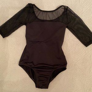 Black Natalie Leotard 1/2 Sleeves Womens' S